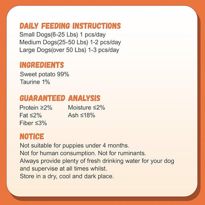 Pawmate Sweet Potato Dog Treats, Healthy Low Fat Dog Chews Rawhide Free Grain Free Training Treats for Small Medium Large Dogs 27-31 Counts