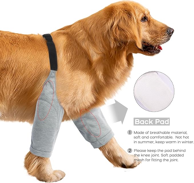 ROZKITCH Dog Surgery Leg Sleeve for Front Legs, Adjustable Pet Prevent Licking Wound Elbow Knee Protector, Dog Leg Sleeve to Stop Licking Cone Collar Alternative for Sprain ACL CCL Arthritis Grey 2XL