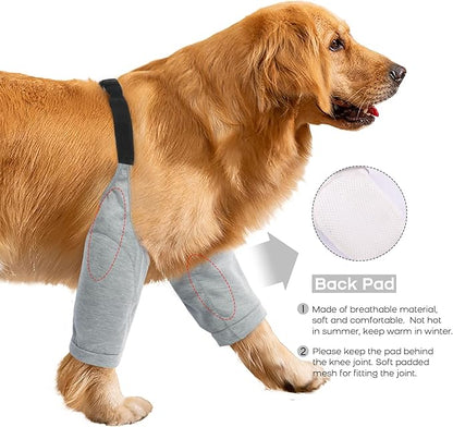 ROZKITCH Dog Surgery Leg Sleeve for Front Legs, Pet Prevent Licking Wound Elbow Knee Protector, Dog Leg Sleeve to Stop Licking Cone Collar Alternative for Sprain ACL CCL Arthritis Grey L