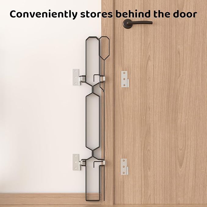 brenzo Retractable Dog Gate for Front Door, Sturdy Chew-Resistant Metal Pet Barrier with Adjustable Safety Gate for Doorways, Stairs, Hallway, Kitchen, Easy Installation, 30.7" Tall x 30.7" Wide