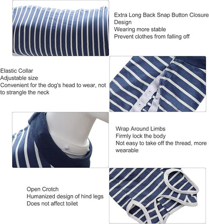 Dog Recovery Suit Stretchy Breathable Adjustable Collar Pet Post Surgery Shirt Abdominal Wound Protection (L)