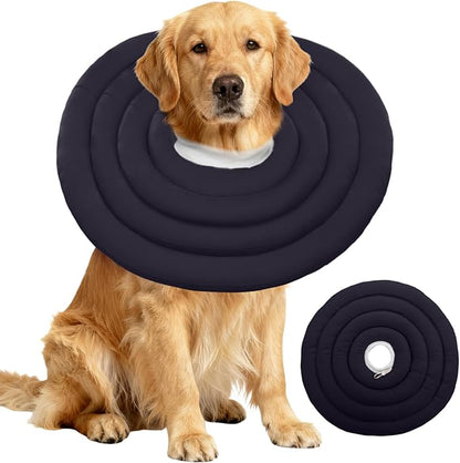 IDOMIK Dog Recovery Collar, Waterproof Soft Dog Cone After Surgery, Comfy Protective Elizabethan Collar Alternative for Dogs Cats, Adjustable Pet Neck Donut Cone Anti-Licking Biting Wounds,Grey,3XL