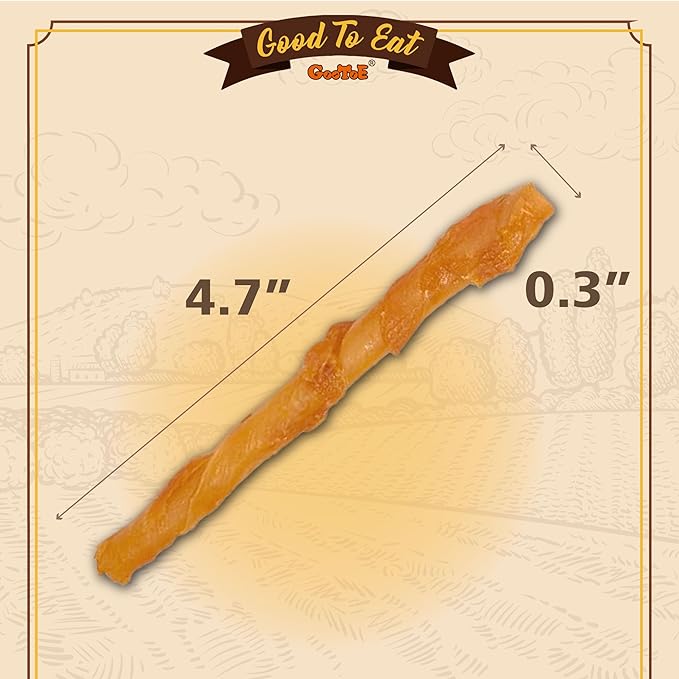 Gootoe Turkey Tendons for Dogs –All-Natural, Hypoallergenic Dog Treats, Rawhide Alternative, Long Lasting Puppy Chews, Healthy Dog Treats for Small Breeds, Twists (S), 10 Count Pack