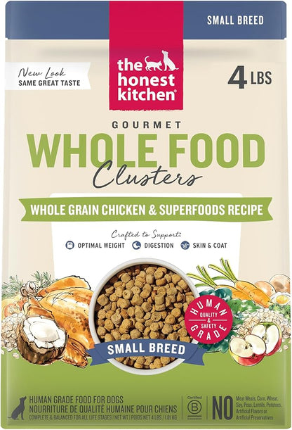 The Honest Kitchen Whole Food Clusters Small Breed Whole Grain Chicken Dry Dog Food, 4 lb Bag