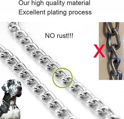 Choke Collar for Dogs, Choker Chain Metal Heavy Duty Chain Collar Dog Collars for XS Small Medium Large Big XL Dogs Girls Boys (Silver, M)