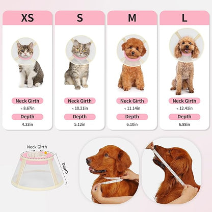 Soft Dog Cone Collar to Stop Licking-Adjustable Comfortable Mesh Recovery Collars After Surgery for Small or Miniature Dogs, Alternative to Plastic Elizabethan Collar for Neuter Incision Care (Pink,M)