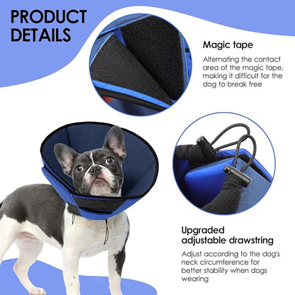 Small Dog Cone Collar, Adjustable Soft Dog Cone for Small Dogs to Stop Licking, Breathable Pet Recovery Cone for Small Male Female Dogs, Blue S