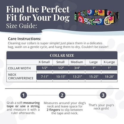 Lucky Love Dog - Adjustable Dog Collar with Easy Click Buckle for Small Ones, Durable, & Comfortable for Male & Female Dogs, Pet Collar for Puppies & Adult Dogs - Hana, XS