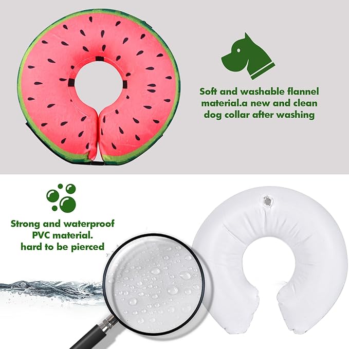 Katoggy Inflatable Dog Cone Collar for After Surgery, Doggie Neck Blow up Donut Recovery ECollar, Soft Adjustable Dog Cone for Small Medium Large Dogs and Cats