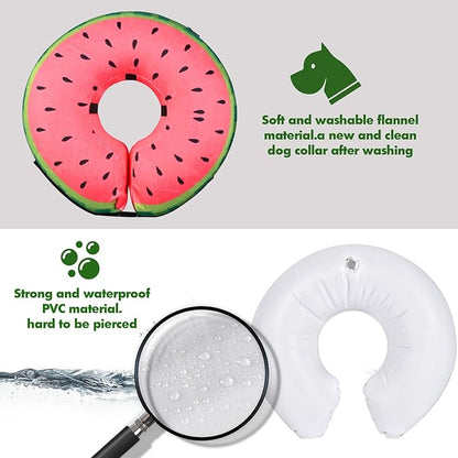 Katoggy Inflatable Dog Cone Collar for After Surgery, Soft Adjustable Blow up Donut E-Collar for Small Medium Large Dog and Cats