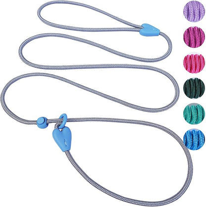 Slip Lead 6 FT Dog Training Leash - 6 Color Slip Leads for Medium Dogs - No Pull Grey Leash