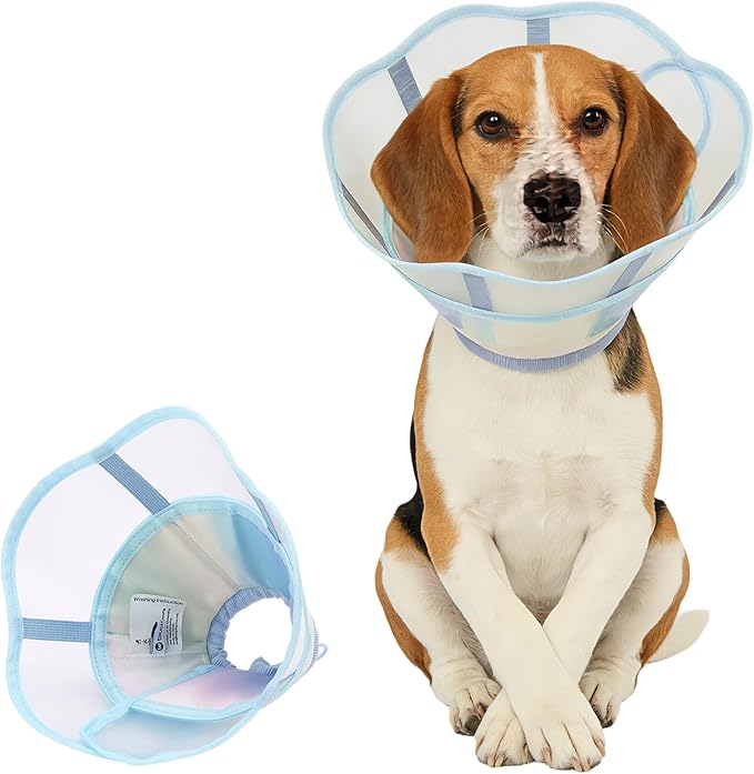 Touchdog Soft Dog Cone Collar,Waterproof & Foldable Elizabethan Collar for Dogs After Surgery, No Lick Recovery E-Collar, Comfortable Protective Cone Alternative for Small Medium Large Dogs (Blue, S)