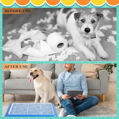 Mifoci 1 Pcs Dog Potty Tray Mesh Puppy Training Pad Holder Floor Protection Portable Pee Pad Pet Toilet Training Tray Litter Box Corner for Medium and Large Dogs (25.6 x 18.9 Inch,Blue)