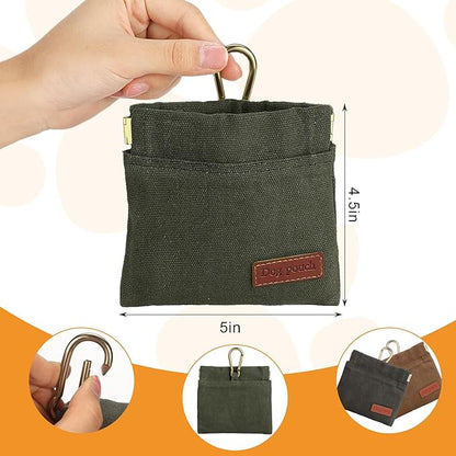 VZZNN 2PC Dog Treat Pouch,Dog Training Treat Reward Bag,Portable Puppy Hand Free Dog Walking Bag,Auto Closing Dog Food Dispenser,Behavior Aids for Puppy Travel or Outdoor(Green+Grey)