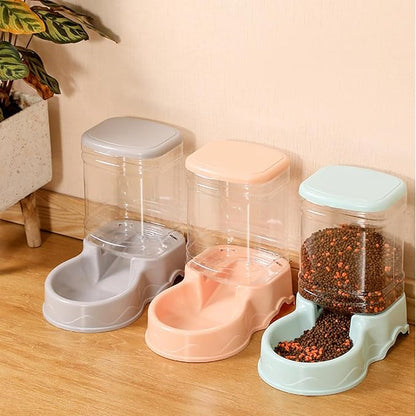 muhm Pet Automatic Feeder Cat Drinking Bowl Cat Bowl Large Capacity Dog Bowl 3.8L Combo Food Storage Bucket Pet Supplies Grey Automatic Drinking Fountain
