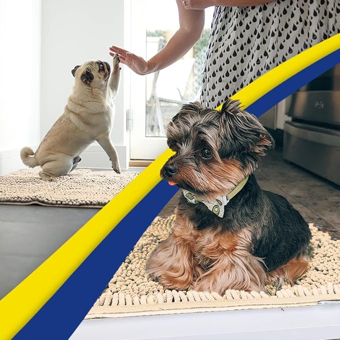 Muddy Mat® | Super Absorbent Door Mat Indoor, Microfiber Quick Dry Chenille Entryway Rug, Non-Slip Front Door Mat, Indoor Mats for Entryway, Machine Washable Pet Rug, Beige 5ft x 7ft