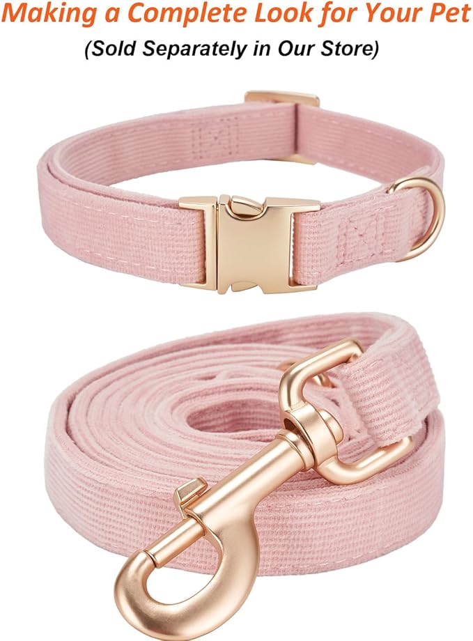 Soft Cotton Dog Leash, 5 Ft Heavy Duty Corduroy Dog Leashes with Gold Metal Hook for Small Medium Large Dogs,Small,Light Pink
