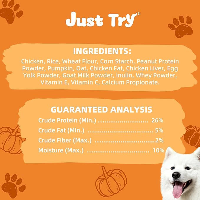 Just Try 15 OZ Pumpkin Dog Treats Biscuits Digestive Support Gut Health Training Treats Healthy Dog Treats