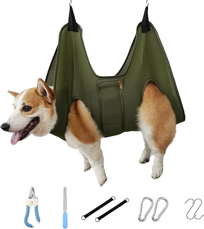 Mklhgty Dog Grooming Hammock for Trimming Nails and Ear/Eye Care, Sling for Grooming with Nail Clipperse