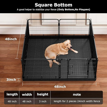 PJYuCien Dog Playpen Bottom Pad - Stabilize the Dog Play Pen, Easy to Clean and Waterproof, Fits Most 8 Panels 24 Inch Width Metal Dog Fence Square 48”x48 Dog Playpen(Only Bottom Pad, No Playpen)