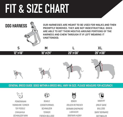 Wolfgang Heavy Duty Adjustable Dog Harness, Pull-Tested to Over 800 lbs for Walking & Training, HoundsPink Print, Large
