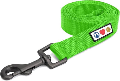 Pawtitas Solid 6 ft Green Dog Leash XXS/Cat Custom Name and Phone Embroidery Strong Nylon Leash for Small Breeds