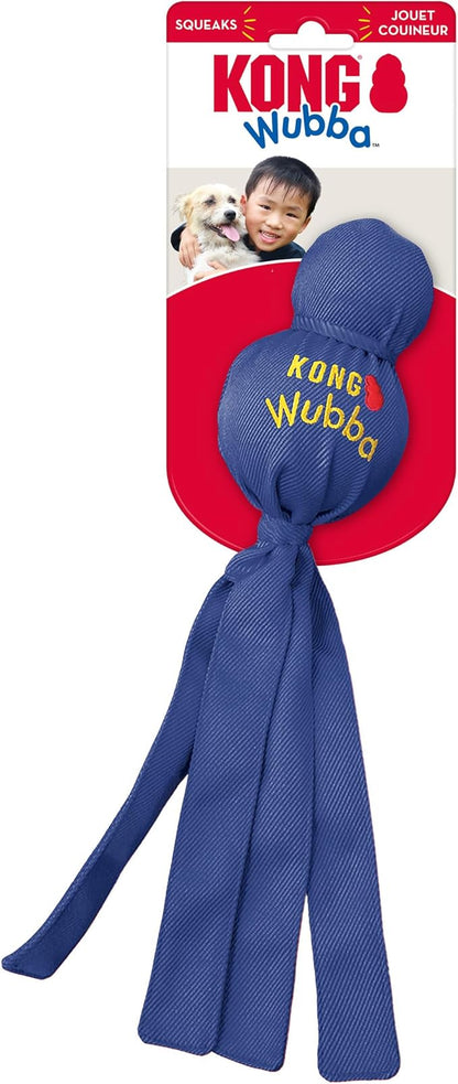 KONG Wubba Dog Toy 2 Pack – Durable Interactive Tug & Toss Toy with Reinforced Nylon, Floppy Tails for Fetch, Shake & Squeaky Play (Large, 2 Pack)