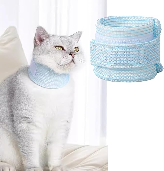 Cat Neck Brace Cover - Breathable Elizabethan Collar for Post-Surgery Recovery Anti-Lick Wound Adjustable Protective Cervical Cone for Small Medium Large Dogs Cats (Neck Girth 11.0-13.8" Depth4.7