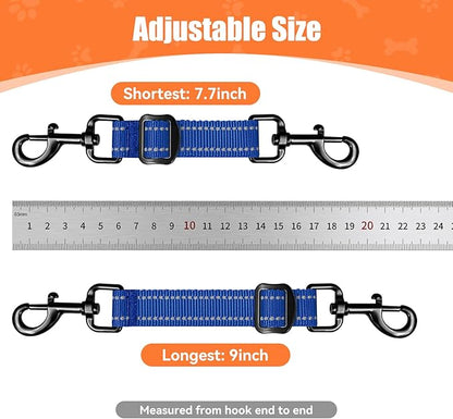 Dog Collar Safety Clip, Reflective Double-Ended Backup Connector for Harness to Collar, Adjustable Safety Clip for Prong, Pinch Collars, Prevents Escapes & Accidental Disconnection