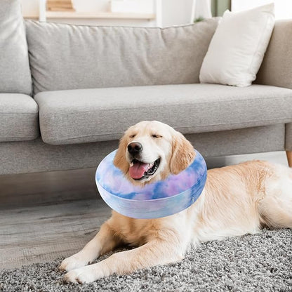 Dog Cone, Uadonile Inflatable Cone Collar for Dogs and Cats, Dog Neck Collar Recovery E-Collar Alternative After Surgery, Elizabethan Collar for Dogs Recovery(Tie-dye Purple Blue, XL)