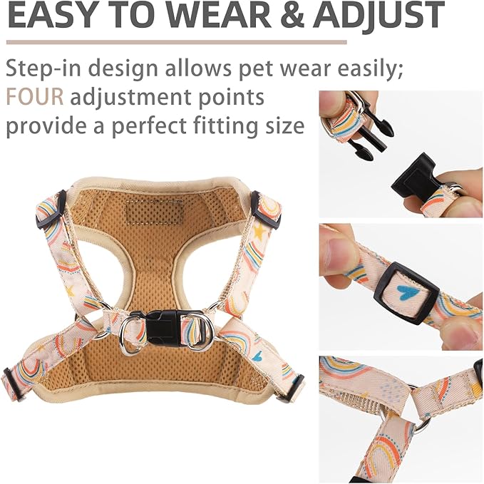 PUPTECK Dog Harness and Leash Set Medium Sized, Step in No Pull Adjustable Puppy Cat Harness Reflective Pet Vest