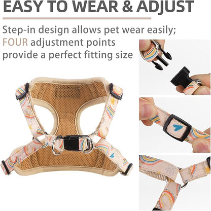 PUPTECK Dog Harness and Leash Set Medium Sized, Step in No Pull Adjustable Puppy Cat Harness Reflective Pet Vest