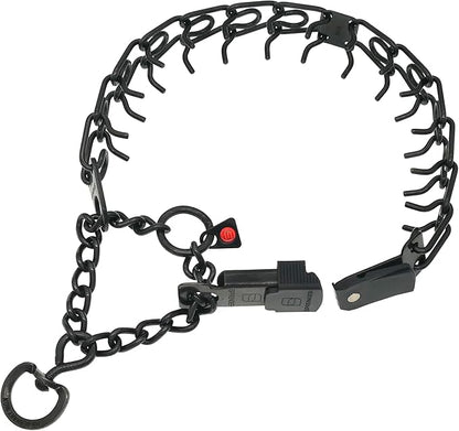 Herm Sprenger Black Stainless Steel Dog Collar with Short Links and Quick Release ClicLock Buckle Made in Germany (20in x 3.0mm (Neck Size up to 16-17in)