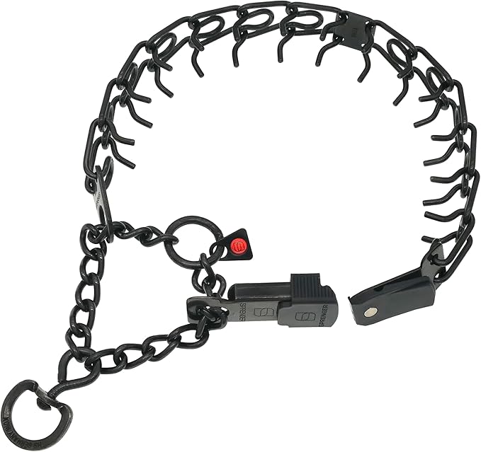 Herm Sprenger Black Stainless Steel Dog Collar with Short Links and Quick Release ClicLock Buckle Made in Germany (20in x 3.0mm (Neck Size up to 16-17in)