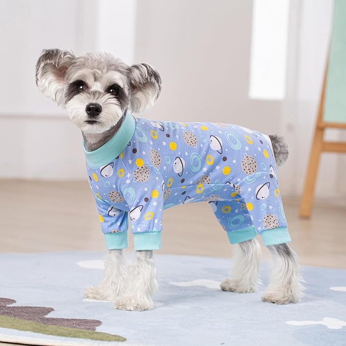 Dog Recovery Suit for Surgery Small Medium Dogs Onesie, Cute Soft Dog Pajamas Bodysuit Cone Alternative Prevent Licking Recovery Suit Female Male (Planet, Large)