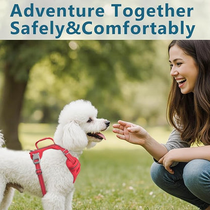BARKBAY Dog Harness No Pull with ID Tag Pocket - Heavy Duty, Reflective, Easy Control for Large Dogs(Red,XS)
