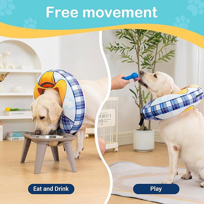 Avont Inflatable Dog Cone Collar After Surgery, Soft Dog Donut Collar to Stop Licking, E Collar Cone Alternative for Small Medium Large Dogs -Cowboy(M+)