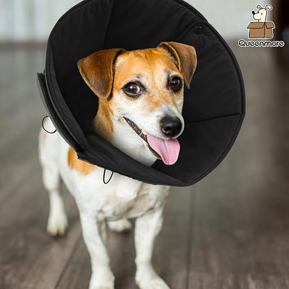 Queenmore Dog Cones for Medium Dogs, Soft Dog Cone Collar After Surgery, Pet Cone for Dogs Wound Care, Spay, Neuter, Breathable Pet Surgery Collars & Cones, Grey M
