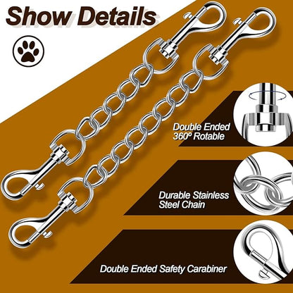 Dog Collar Backup Strap,Harness to Collar Safety Clip, Metal Stainless Steel Chain Leash Safety Strap, Escape Proof Safety Attachment for Dog, safeties, Backup, Connector. (10 Inches)