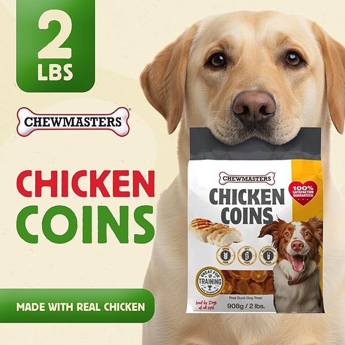 Chewmasters Chicken Coins Training Treats for Dogs (32 oz) – Dog Training Treats – Healthy Rewards – Real Chicken Meat Bites for All Breeds