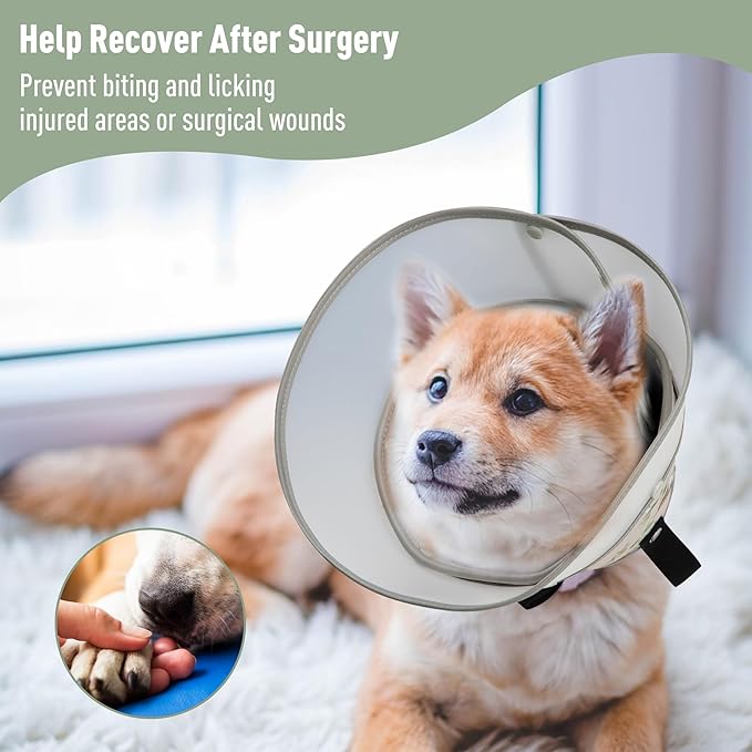Soft Dog Cone Collar for Large Medium Small Dogs After Surgery, Adjustable Pet Recovery E-Collar, Elizabethan Collar for Dogs and Cats, Brown XLarge Long