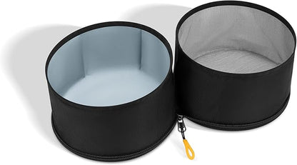 OllyDog Superbowl | Collapsible Dog Travel Bowl | 2 Compartment Food & Water | Foldable| Portable Dog Bowl | Hiking, Camping (Raven)