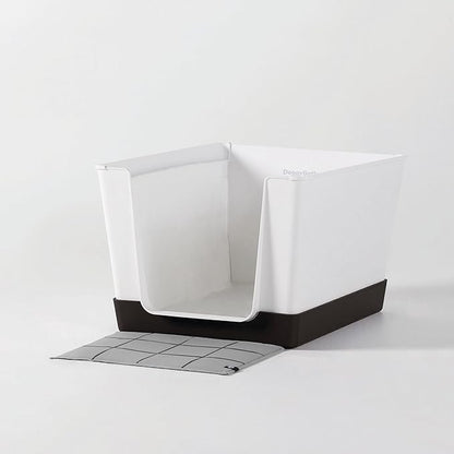 Indoor Dog Potty with High Walls and Low Entry for Small Dogs — Vertical Pad Holder, Splash Guard, and Clean Modern Design by DoggyBathroom (Black, Mini)
