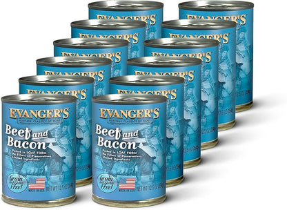 Evanger's Heritage Classics Beef & Bacon Dog Food – 12 Count, 12.5 oz Each – Grain & Gluten Free Loaf for Dogs – Limited Ingredient Recipe – Natural Protein-Rich Nutrition
