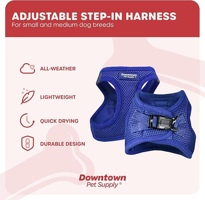 Downtown Pet Supply Step-in Dog Harness – No Pull, Adjustable Padded Mesh with Reflective Trim, Secure Buckle Strap – Comfortable & Breathable Small Dog Harness, Small, Blue
