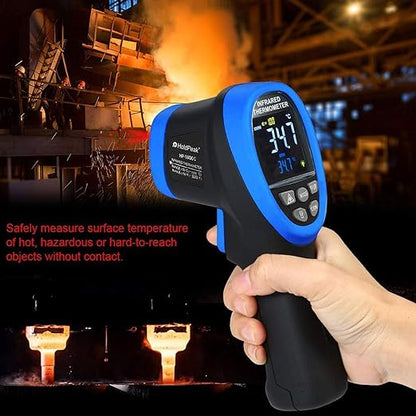 HOLDPEAK IR Thermometer with Color LCD Display -58℉~3272℉ D:S=50:1 Non-Contact Thermometer Gun, Nine Laser Pointer Adjustable Emissivity for Cooking, Grill, Industrial