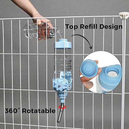 Vannon Dog Water Dispenser for Cage, 20oz Auto Feeding Crate Water Bottle for Dogs, Cats & Rabbits, Pet Nozzle Diameter: 12mm, BPA Free, Blue