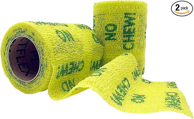 OVIK Health PetFlex No Chew – Flexible Self-Adhering Elastic Bandage for Wound Care – First Aid Wrap for Small Animals Like Dogs, Cats, and Other Pets - 3 inch, 2 Rolls