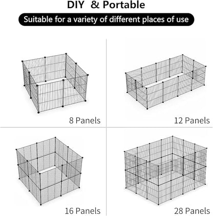 LURIVA Small Animal Playpen, Guinea Pig Cages, Pet Playpen, Rabbit Cage,Small Animal Cage, Puppy Kitten Dog Playpen, Indoor Outdoor Portable Metal Wire Yard Fence,15 X 12 Inch, 16 Panels, Black.