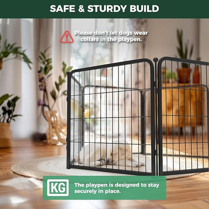 FXW Homeplus Unleashed Indoor Dog Playpen - Stress-Free and Safe Play, Heavy Duty 24 Inch 4 Panels Dog Pen for Puppy and Small Dogs, Black│Patented